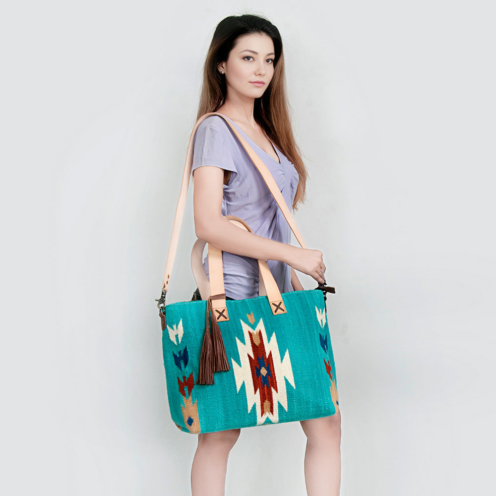 American Darling Tote Saddle Blanket Genuine Leather Women Bag Western Handbag Purse