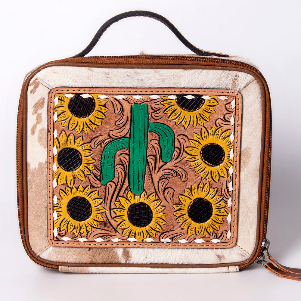 American Darling Jewelry Case Hand Tooled Hair-On Genuine Leather Women Bag Western Handbag Purse