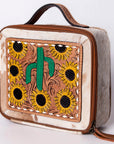 American Darling Jewelry Case Hand Tooled Hair-On Genuine Leather Women Bag Western Handbag Purse