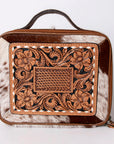 American Darling Jewelry Case Hand Tooled Hair-On Genuine Leather Women Bag Western Handbag Purse