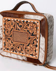 American Darling Jewelry Case Hand Tooled Hair-On Genuine Leather Women Bag Western Handbag Purse