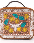 American Darling Jewelry Case Hand Tooled Hair-On Genuine Leather Women Bag Western Handbag Purse