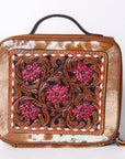 American Darling Jewelry Case Hand Tooled Hair-On Genuine Leather Women Bag Western Handbag Purse