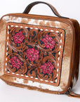 American Darling Jewelry Case Hand Tooled Hair-On Genuine Leather Women Bag Western Handbag Purse