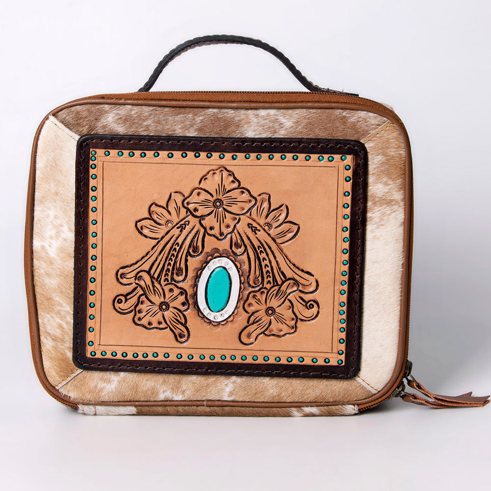 American Darling Jewelry Case Hand Tooled Hair-On Genuine Leather Women Bag Western Handbag Purse