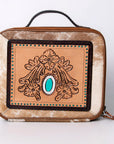 American Darling Jewelry Case Hand Tooled Hair-On Genuine Leather Women Bag Western Handbag Purse