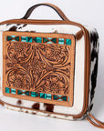 American Darling Jewelry Case Hand Tooled Hair-On Genuine Leather Women Bag Western Handbag Purse