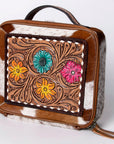 American Darling Jewelry Case Hand Tooled Hair-On Genuine Leather Women Bag Western Handbag Purse