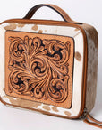 American Darling Jewelry Case Hand Tooled Hair-On Genuine Leather Women Bag Western Handbag Purse