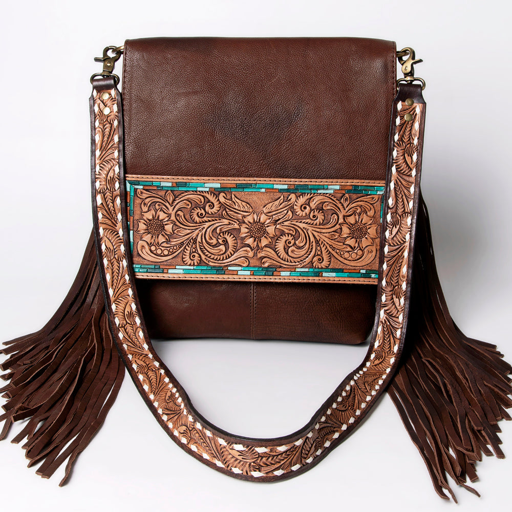 American Darling Large Crossbody Hand Tooled Genuine Leather Women Bag Western Handbag Purse