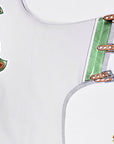 Hilason Bronc Bull Riding Genuine Leather Rodeo Western Chaps White Green