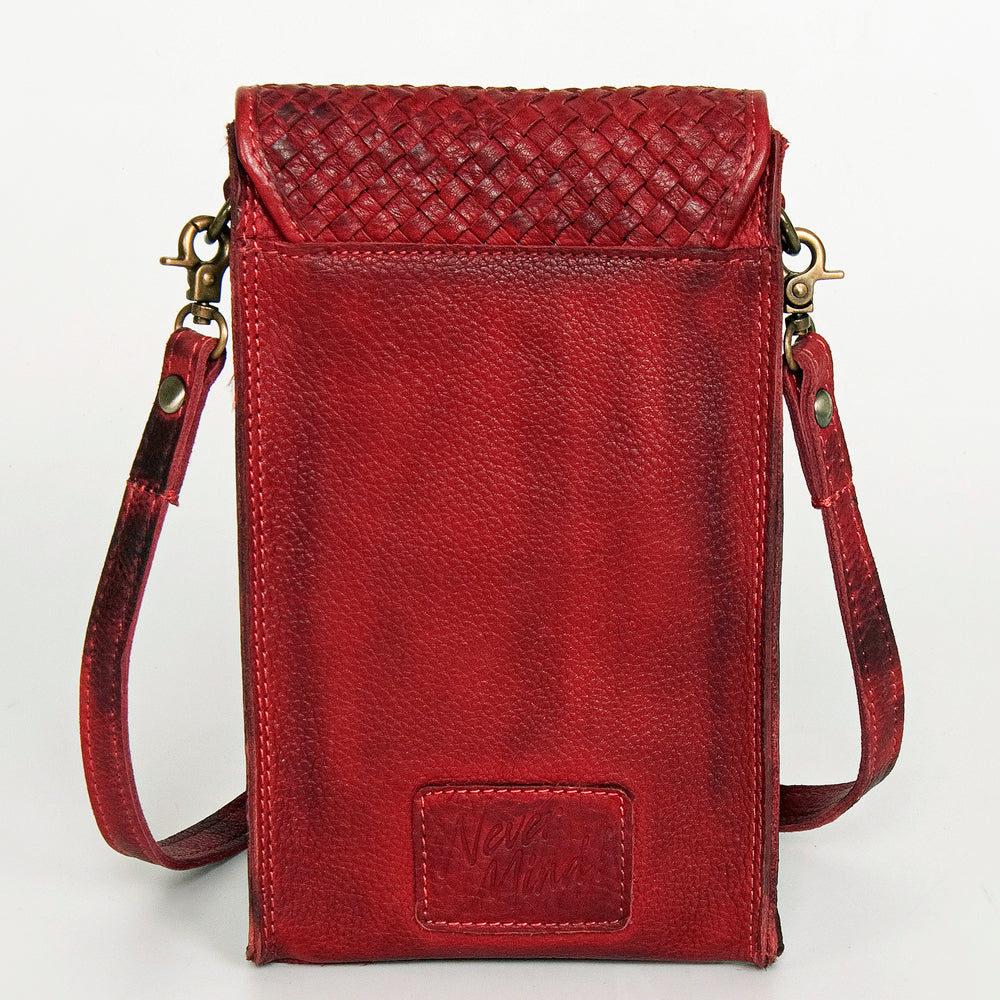 Never Mind Nmbgm134D Cell Phone Holder Vintage Handmade Genuine Cowhide Leather Women Bag Western Handbag Purse