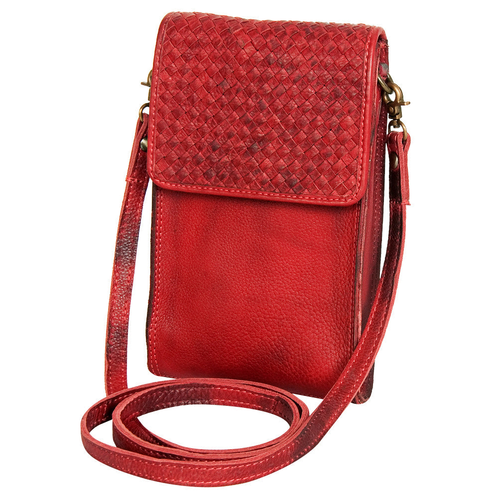 Never Mind Nmbgm134D Cell Phone Holder Vintage Handmade Genuine Cowhide Leather Women Bag Western Handbag Purse