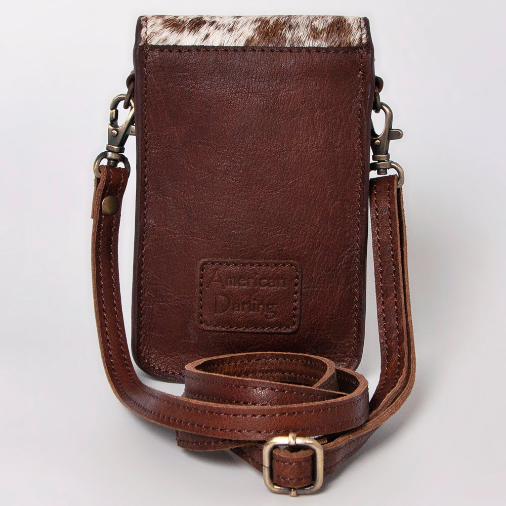 American Darling Cell Phone Holder Hand Tooled Hair-On Genuine Leather Women Bag Western Handbag Purse
