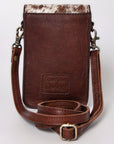 American Darling Cell Phone Holder Hand Tooled Hair-On Genuine Leather Women Bag Western Handbag Purse
