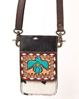 American Darling Hand Tooled Hair On Genuine Leather Women Bag Western Handbag Purse