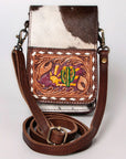 American Darling ADBGF111 Cell Phone Holder Hand Tooled Hair-On Genuine Leather Women Bag Western Handbag Purse