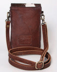 American Darling ADBGF111 Cell Phone Holder Hand Tooled Hair-On Genuine Leather Women Bag Western Handbag Purse