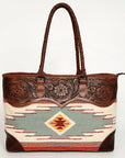 American Darling ADBGZ649B Tote Hand Tooled Saddle Blanket Genuine Leather Women Bag Western Handbag Purse