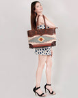 American Darling ADBGZ649B Tote Hand Tooled Saddle Blanket Genuine Leather Women Bag Western Handbag Purse