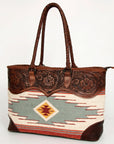 American Darling ADBGZ649B Tote Hand Tooled Saddle Blanket Genuine Leather Women Bag Western Handbag Purse