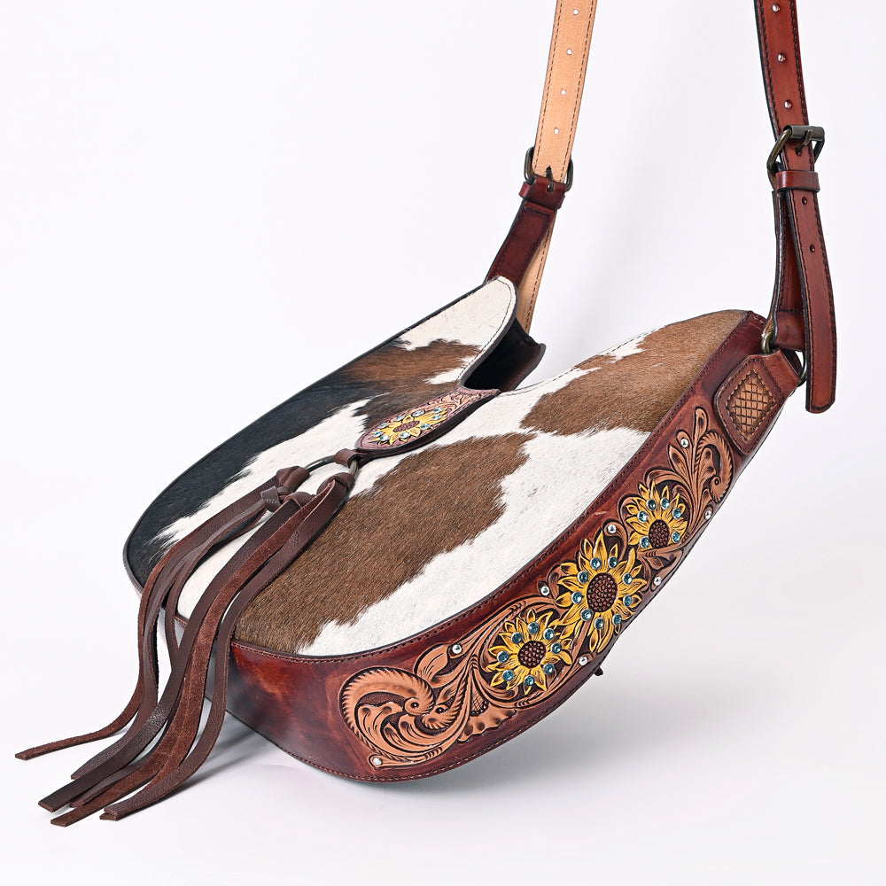 American Darling Hobo Hand Tooled Hair-On Genuine Leather Women Bag Western Handbag Purse