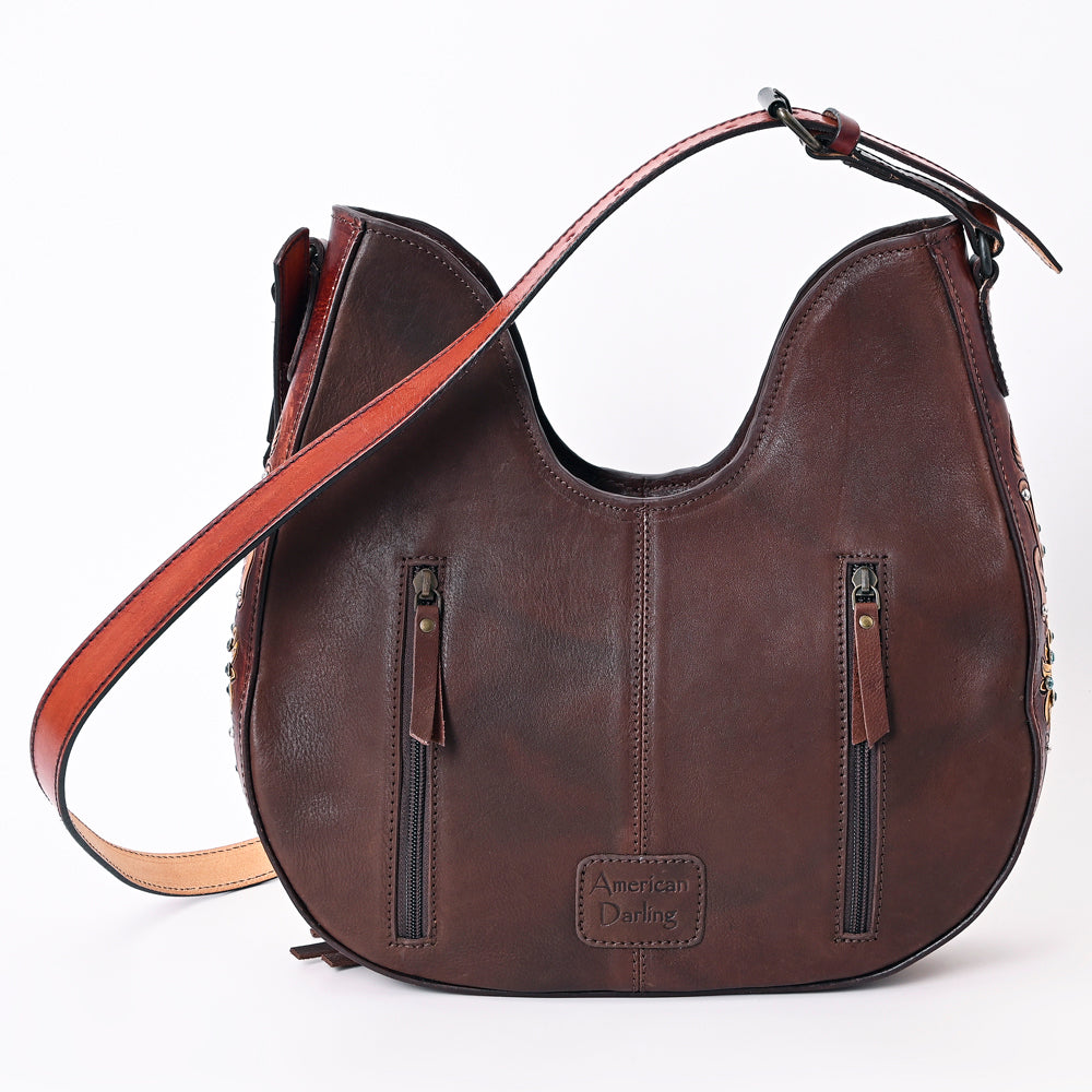 American Darling Hobo Hand Tooled Hair-On Genuine Leather Women Bag Western Handbag Purse