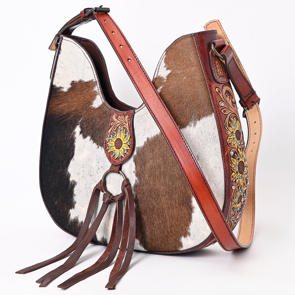 American Darling Hobo Hand Tooled Hair-On Genuine Leather Women Bag Western Handbag Purse
