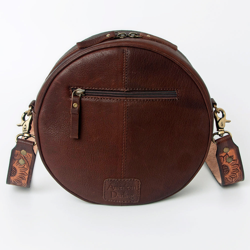 American Darling ADBGA301 Canteen Hand Tooled Genuine Leather Women Bag Western Handbag Purse