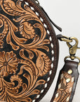 American Darling ADBGA304 Canteen Hand Tooled Genuine Leather Women Bag Western Handbag Purse