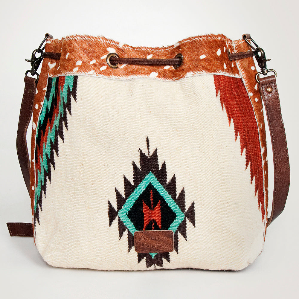 American Darling ADBG574D1 Large Crossbody Saddle Blanket Hair On Genuine Leather Women Bag Western Handbag Purse