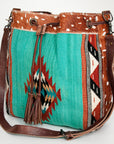 American Darling ADBG574D1 Large Crossbody Saddle Blanket Hair On Genuine Leather Women Bag Western Handbag Purse