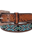 HILASON Western Genuine Leather Belt for Men Women Cowboy Cowgirl Handmade Unisex Full Grain Heavy Duty Tooled Beaded Belt