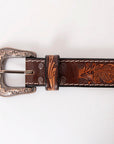 HILASON Western Genuine Leather Belt for Men Women Cowboy Cowgirl Handmade Unisex Full Grain Heavy Duty Tooled Beaded Belt
