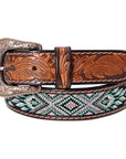 HILASON Western Genuine Leather Belt for Men Women Cowboy Cowgirl Handmade Unisex Full Grain Heavy Duty Tooled Beaded Belt