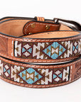 HILASON Western Genuine Leather Belt for Men Women Cowboy Cowgirl Handmade Unisex Full Grain Heavy Duty Tooled Beaded Belt