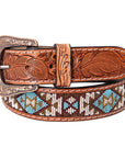 HILASON Western Genuine Leather Belt for Men Women Cowboy Cowgirl Handmade Unisex Full Grain Heavy Duty Tooled Beaded Belt