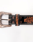 HILASON Western Genuine Leather Belt for Men Women Cowboy Cowgirl Handmade Unisex Full Grain Heavy Duty Tooled Beaded Belt