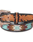 HILASON Western Genuine Leather Belt for Men Women Cowboy Cowgirl Handmade Unisex Full Grain Heavy Duty Tooled Beaded Belt