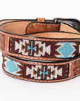 HILASON Western Genuine Leather Belt for Men Women Cowboy Cowgirl Handmade Unisex Full Grain Heavy Duty Tooled Beaded Belt
