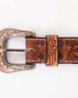 HILASON Western Genuine Leather Belt for Men Women Cowboy Cowgirl Handmade Unisex Full Grain Heavy Duty Tooled Beaded Belt