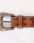HILASON Western Genuine Leather Belt for Men Women Cowboy Cowgirl Handmade Unisex Full Grain Heavy Duty Tooled Beaded Belt