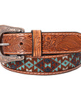 HILASON Western Genuine Leather Belt for Men Women Cowboy Cowgirl Handmade Unisex Full Grain Heavy Duty Tooled Beaded Belt
