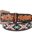HILASON Western Genuine Leather Belt for Men Women Cowboy Cowgirl Handmade Unisex Full Grain Heavy Duty Tooled Beaded Belt