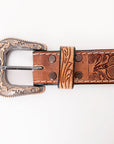 HILASON Western Genuine Leather Belt for Men Women Cowboy Cowgirl Handmade Unisex Full Grain Heavy Duty Tooled Beaded Belt