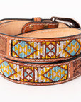 HILASON Western Genuine Leather Belt for Men Women Cowboy Cowgirl Handmade Unisex Full Grain Heavy Duty Tooled Beaded Belt