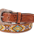 HILASON Western Genuine Leather Belt for Men Women Cowboy Cowgirl Handmade Unisex Full Grain Heavy Duty Tooled Beaded Belt