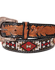 HILASON Western Genuine Leather Belt for Men Women Cowboy Cowgirl Handmade Unisex Full Grain Heavy Duty Tooled Beaded Belt