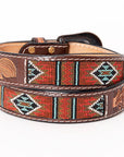 HILASON Western Genuine Leather Belt for Men Women Cowboy Cowgirl Handmade Unisex Full Grain Heavy Duty Tooled Beaded Belt