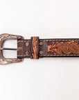 HILASON Western Genuine Leather Belt for Men Women Cowboy Cowgirl Handmade Unisex Full Grain Heavy Duty Tooled Beaded Belt
